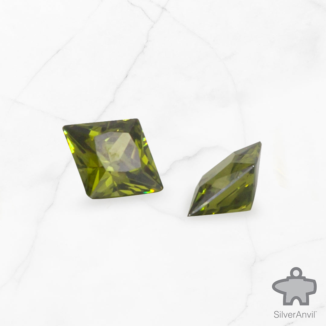 Princess Cut Green Cubic