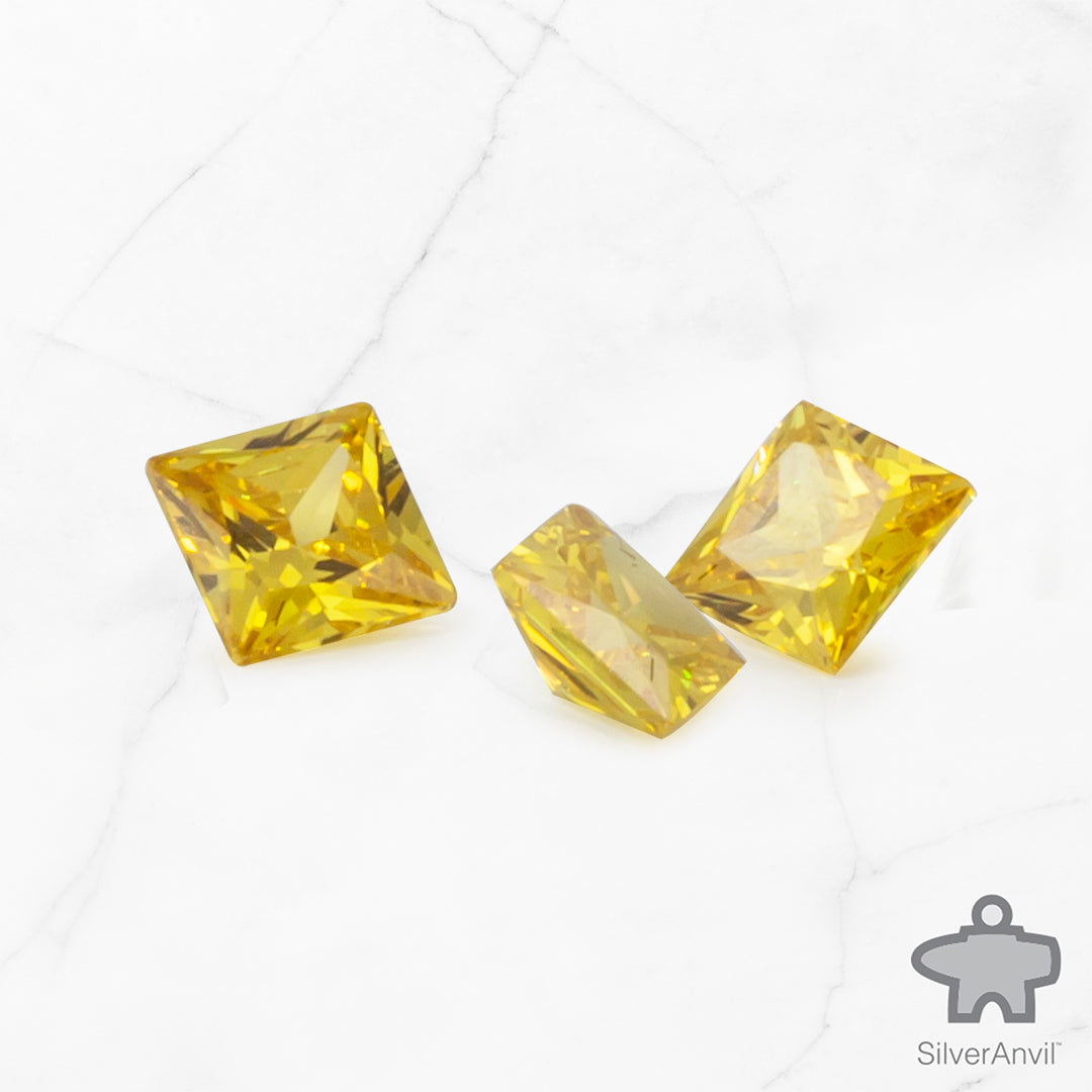 Princess Cut Yellow Cubic