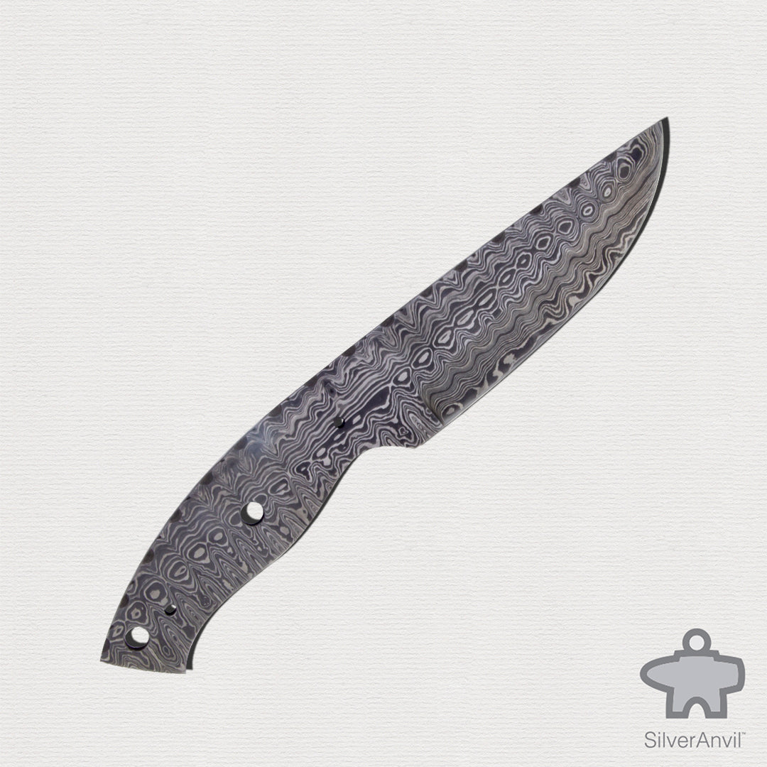 Damascus Drop Point Full Tang Knife Blank (21.5cm)