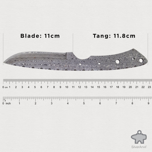 Damascus Drop Point Full Tang Knife Blank (23cm)