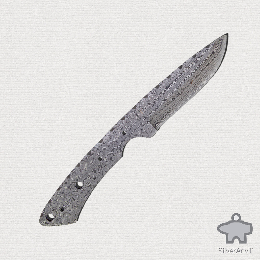 Damascus Drop Point Full Tang Knife Blank (23cm)