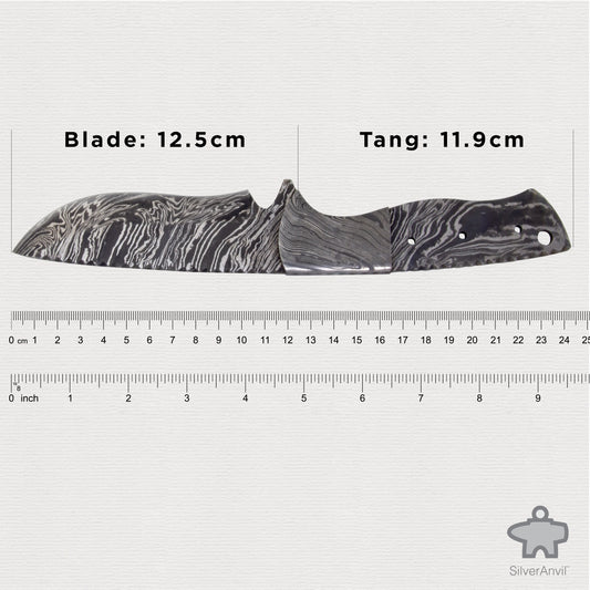 Damascus Drop Point Full Tang Knife Blank (24cm)