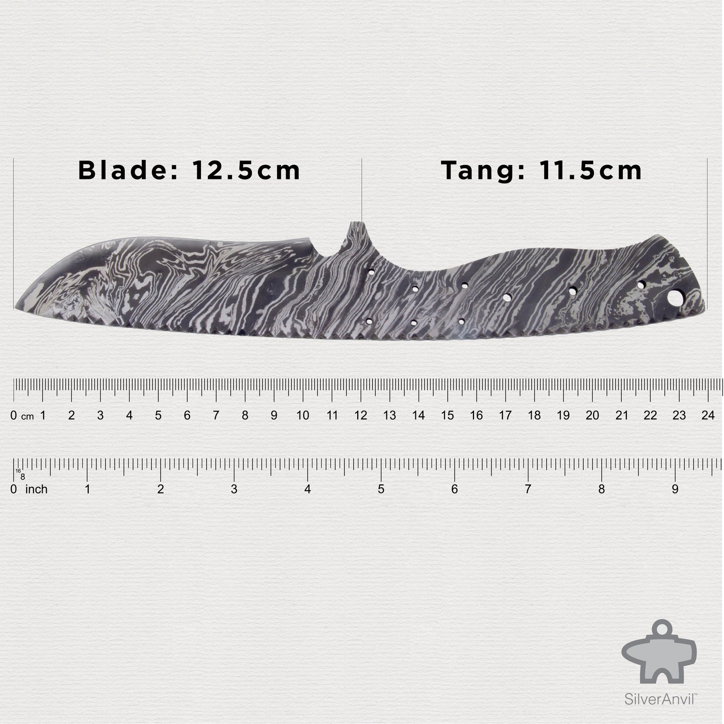 Damascus Drop Point Full Tang Knife Blank (24cm)