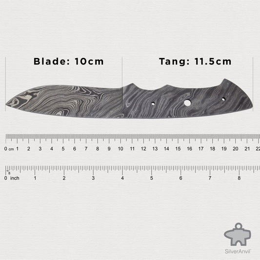 Damascus Drop Point Full Tang Knife Blank (21.5cm)