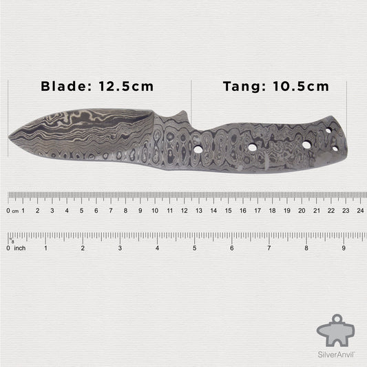 Damascus Drop Point Full Tang Knife Blank (23cm)