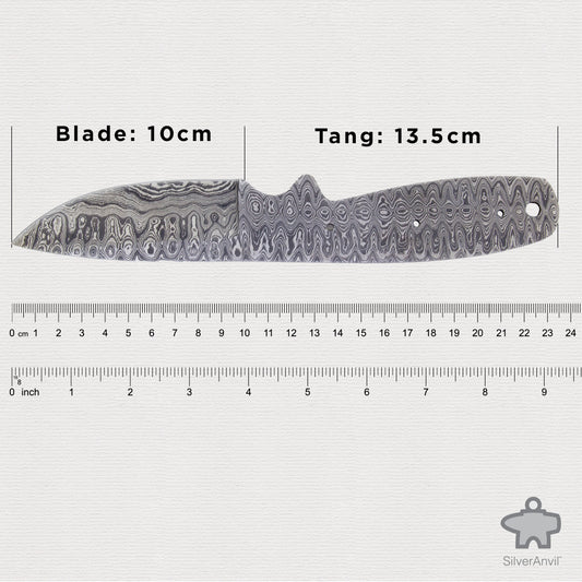 Damascus Drop Point Full Tang Knife Blank (23.5cm)