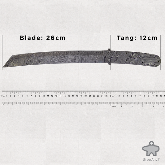 Damascus Tanto Point Full Tang Knife Blank (38cm)