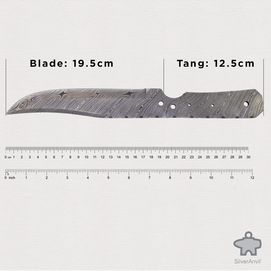 Damascus Clip Point Full Tang Knife Blank (32cm)