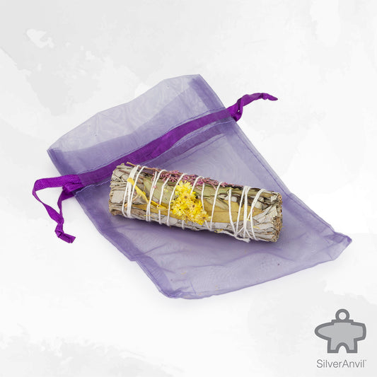 Smudge Stick White Sage with Calendula Flowers