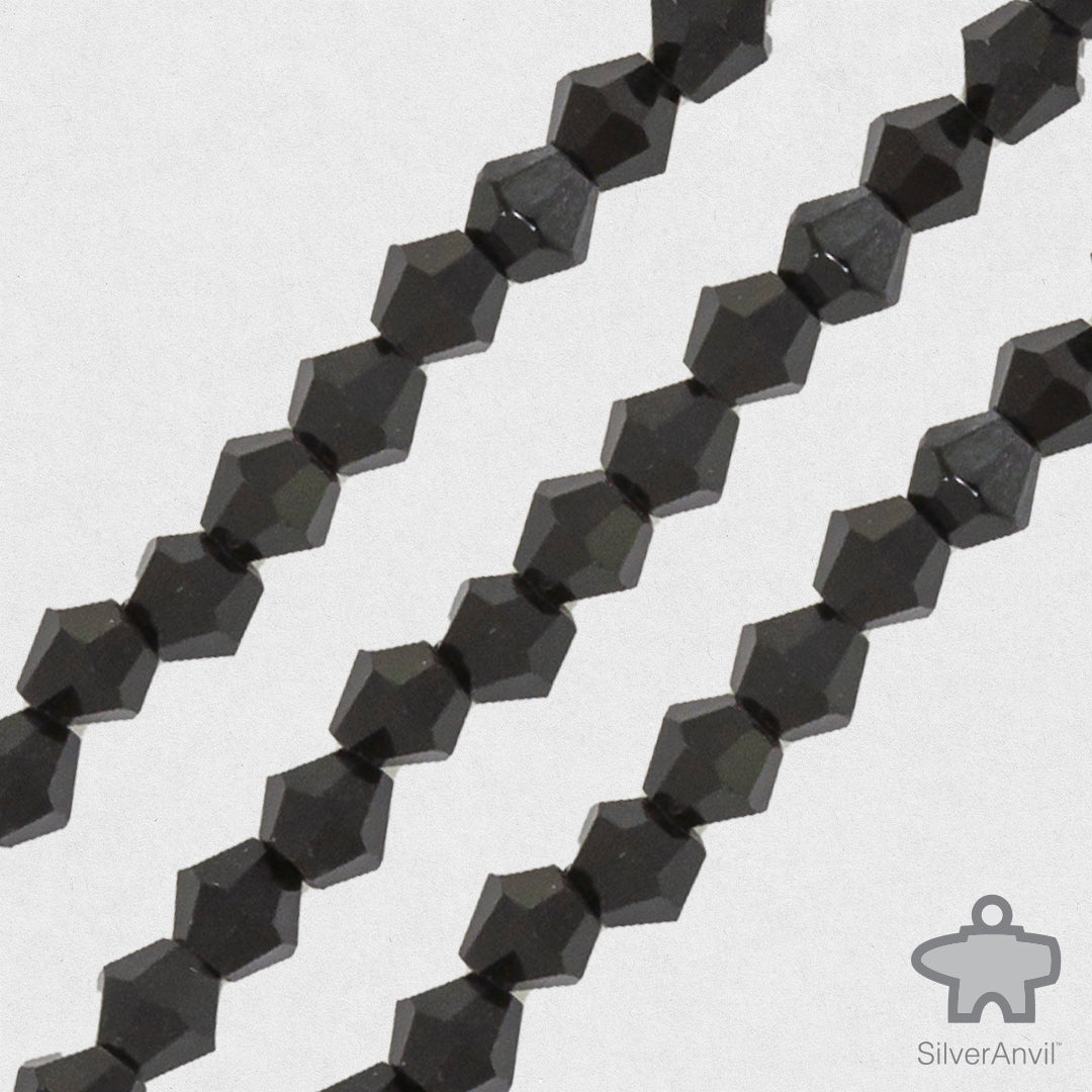 Jet Black Swarovski Crystal Beads - 4mm