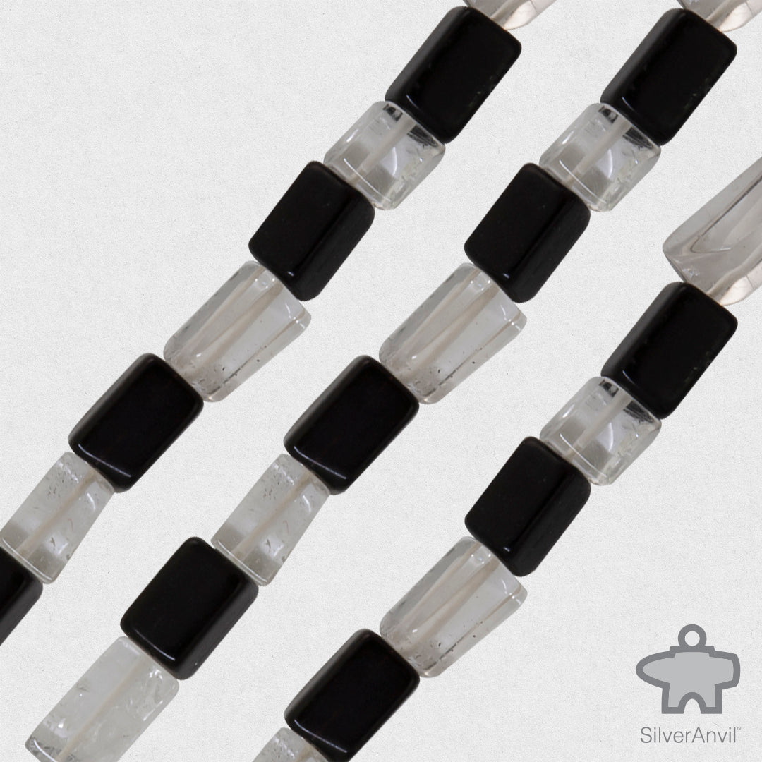 Black Onyx and Clear Quartz Beads