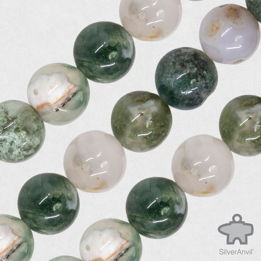 Moss Agate Beads - 8mm