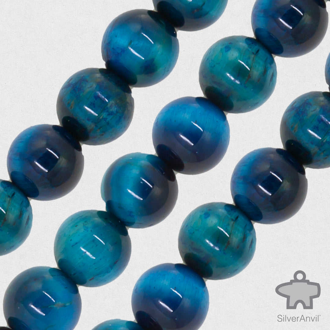 Blue Catseye Beads - 8mm