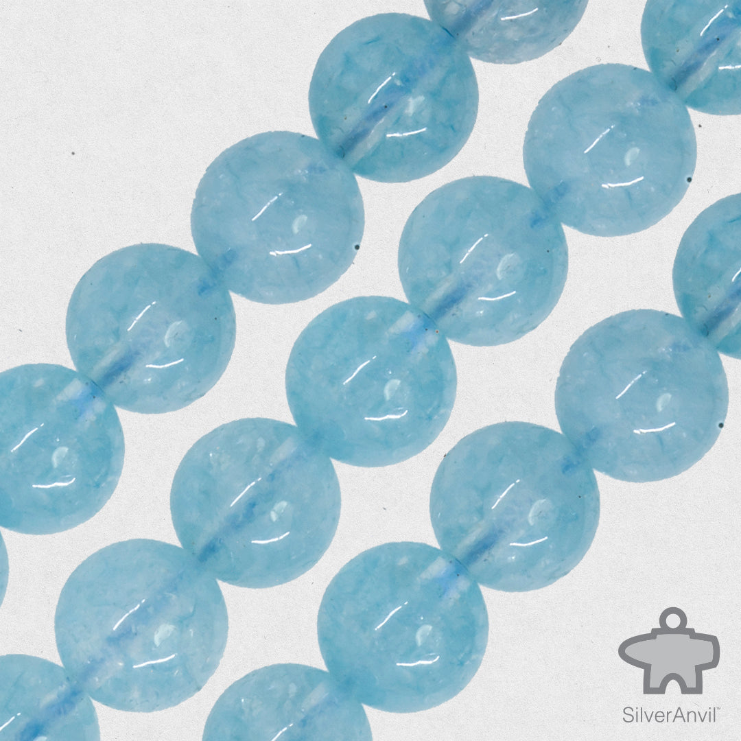 Sky Blue Crackle Quartz Beads - 8mm