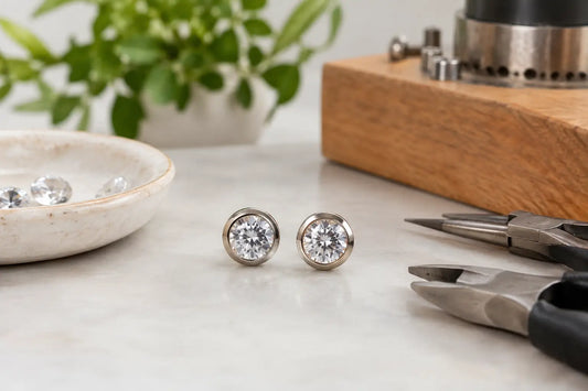 Bezel Set Earrings Class Edmonton for Beginners