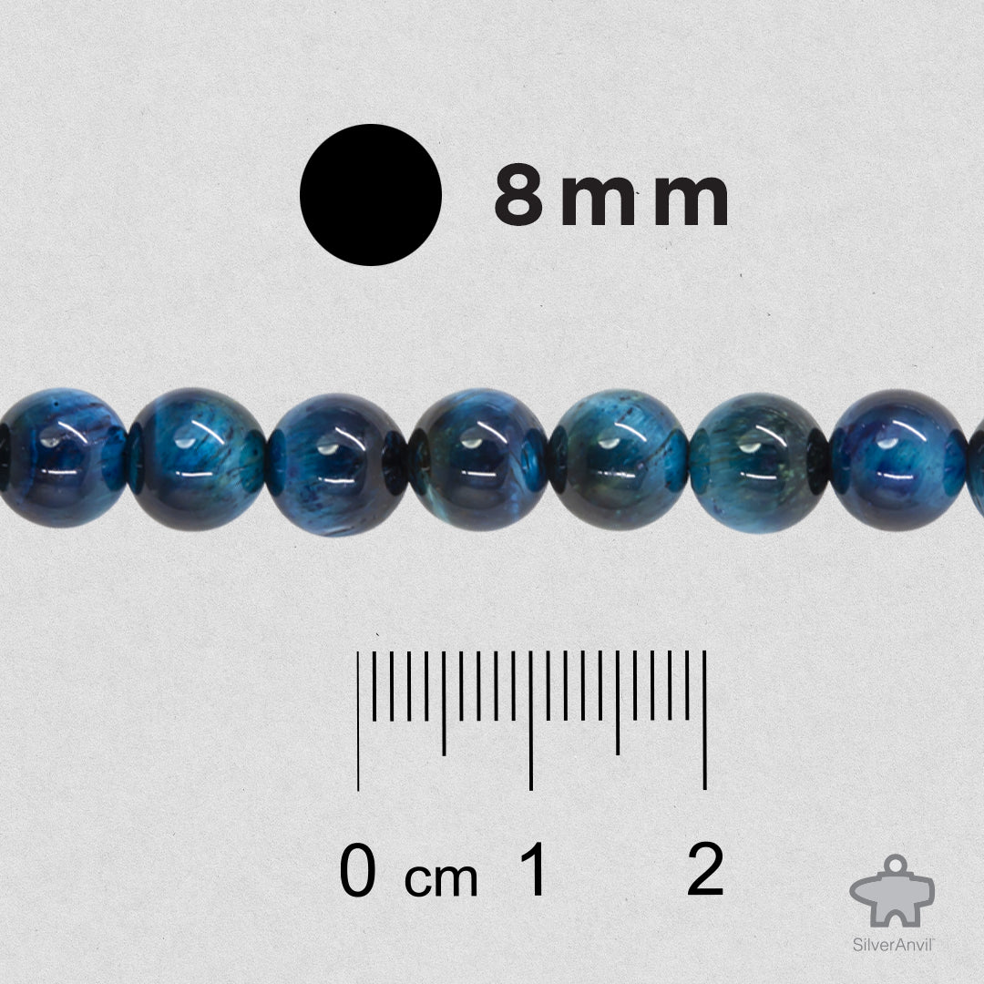 Blue Dyed Tiger Eye Beads - 8mm