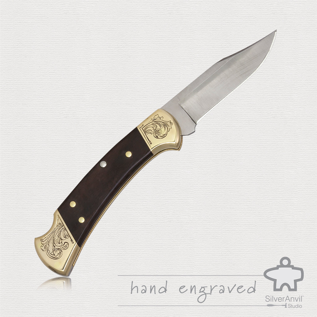 Hand Engraved Buck 112 Knife