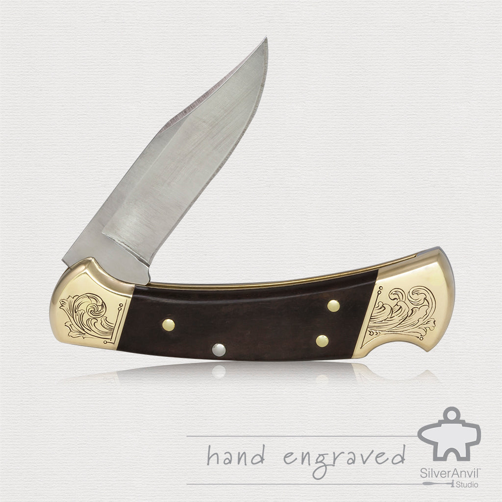 Hand Engraved Buck 112 Knife