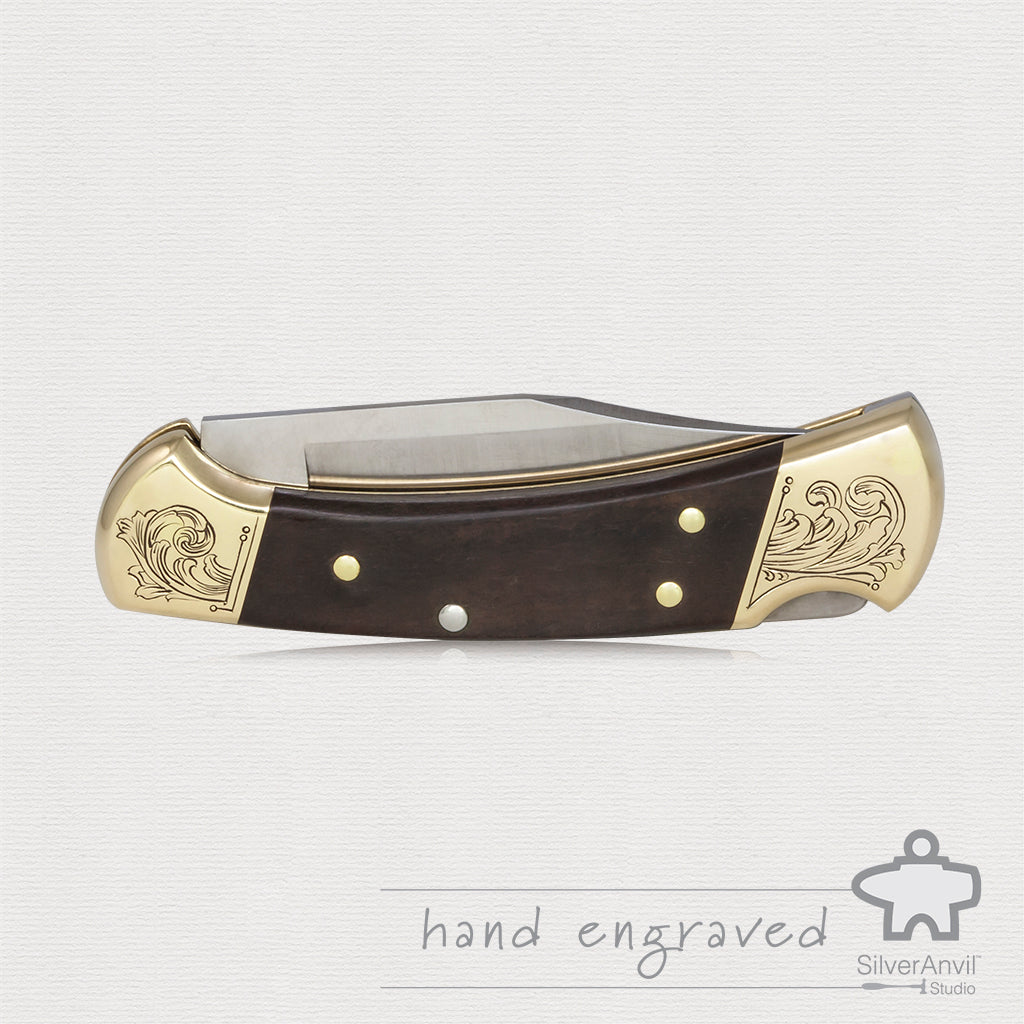 Hand Engraved Buck 112 Knife