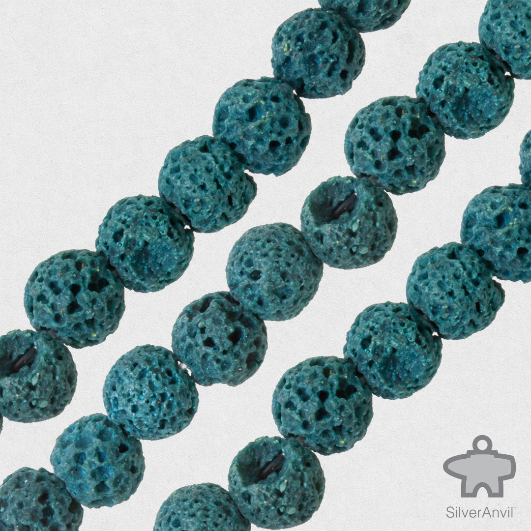 Blue Green Lava Beads - 6mm