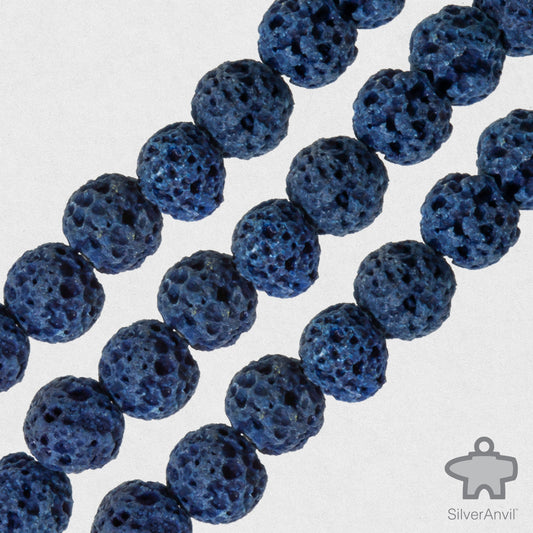 Navy Blue Lava Beads - 6mm