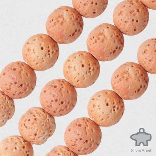 Coral Pink Lava Beads - 8mm