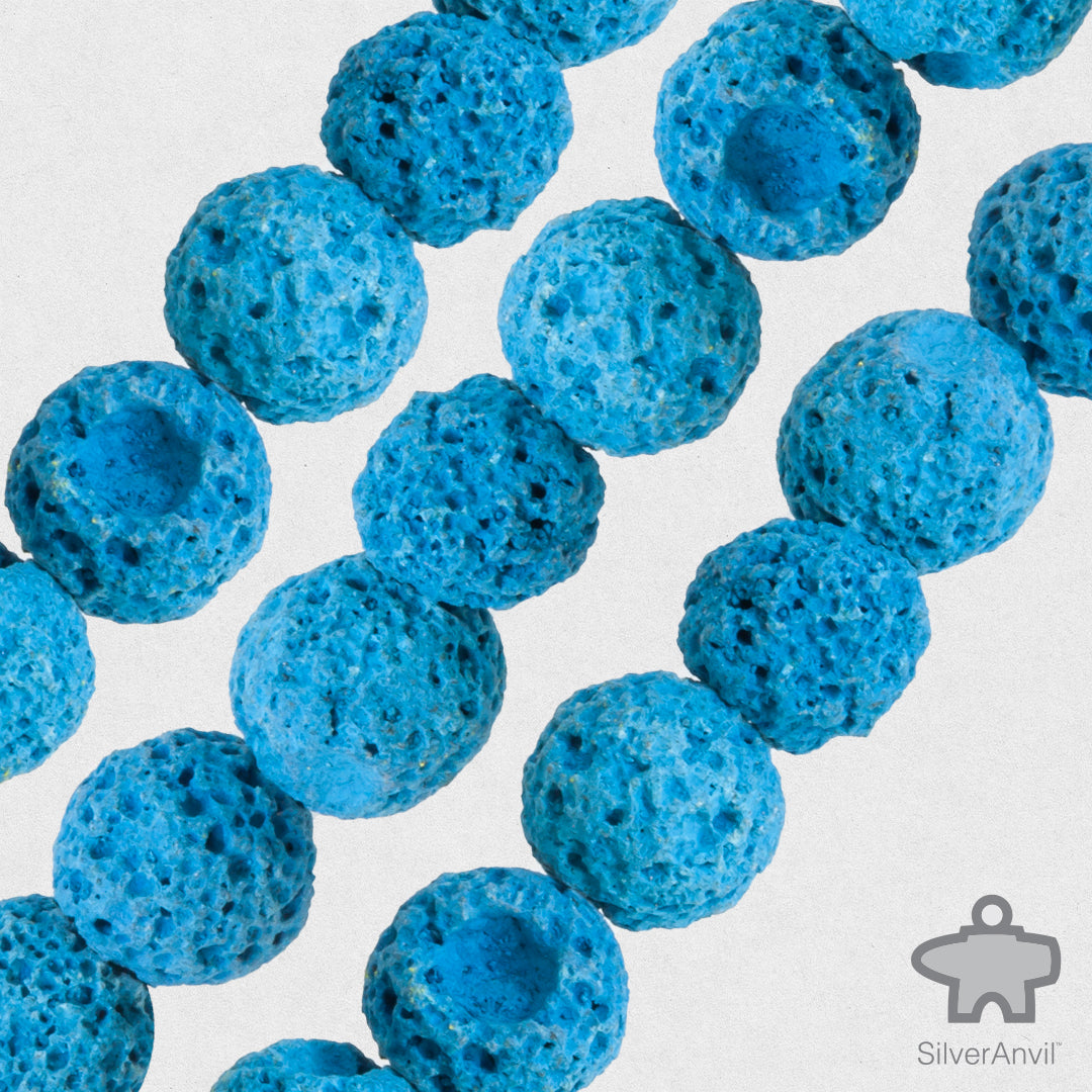 Aqua Blue Lava Beads - 8mm