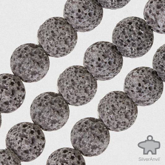 Charcoal Black Lava Beads - 8mm