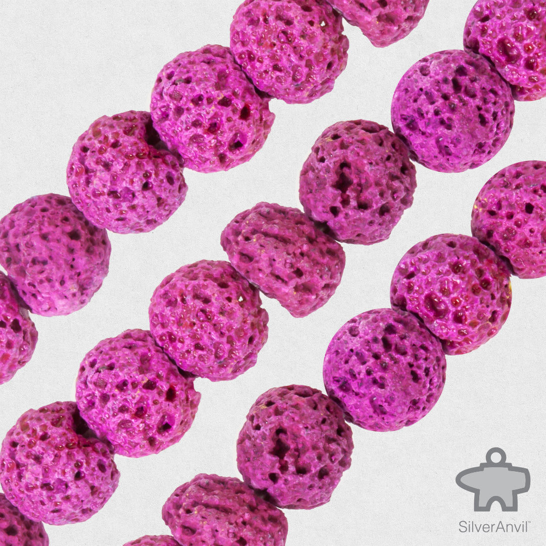 Hot Pink Lava Beads - 8mm