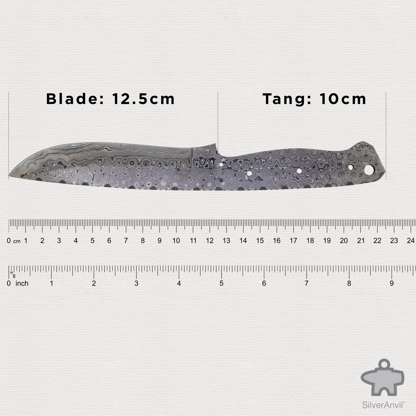 Damascus Drop Point Full Tang Knife Blank (22.5cm)