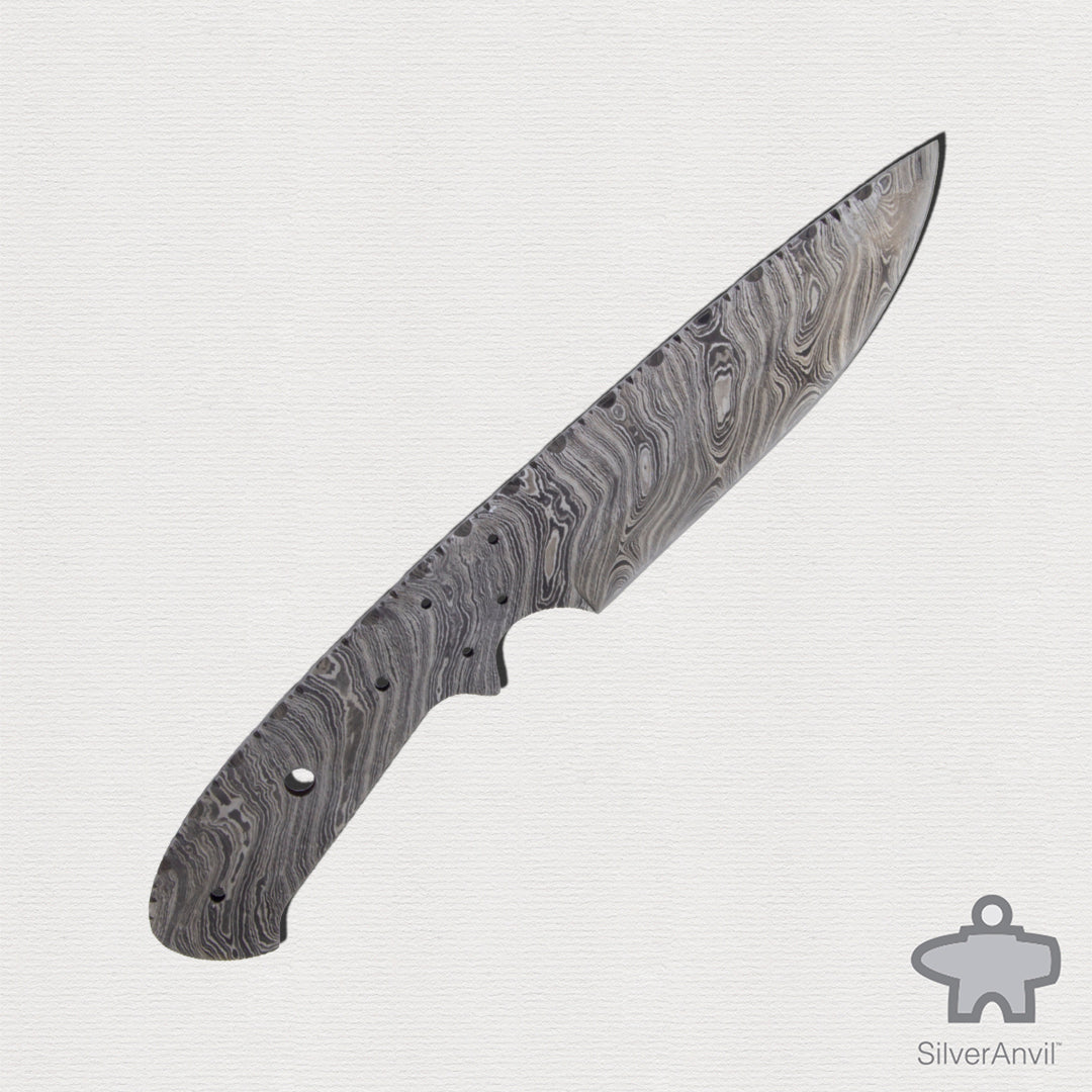Damascus Drop Point Full Tang Knife Blank (24cm)