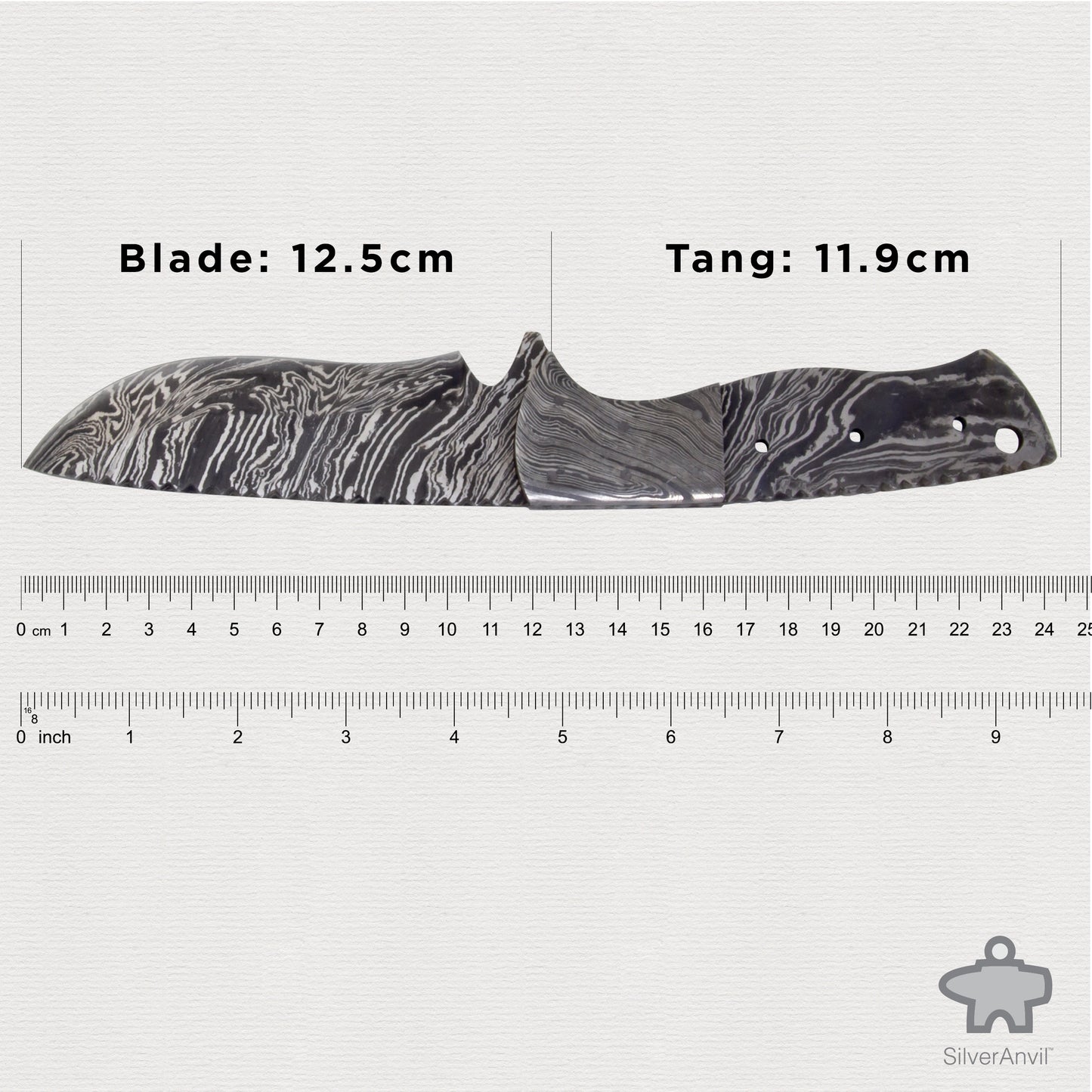 Damascus Drop Point Full Tang Knife Blank (24cm)