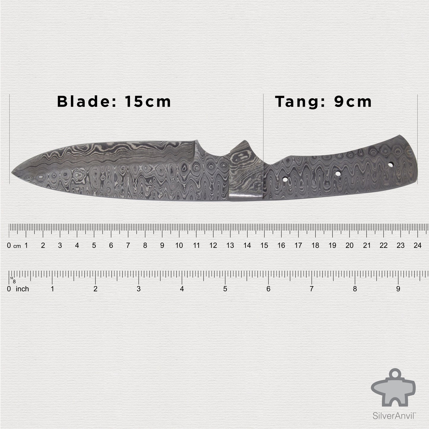 Damascus Drop Point Full Tang Knife Blank (24cm)