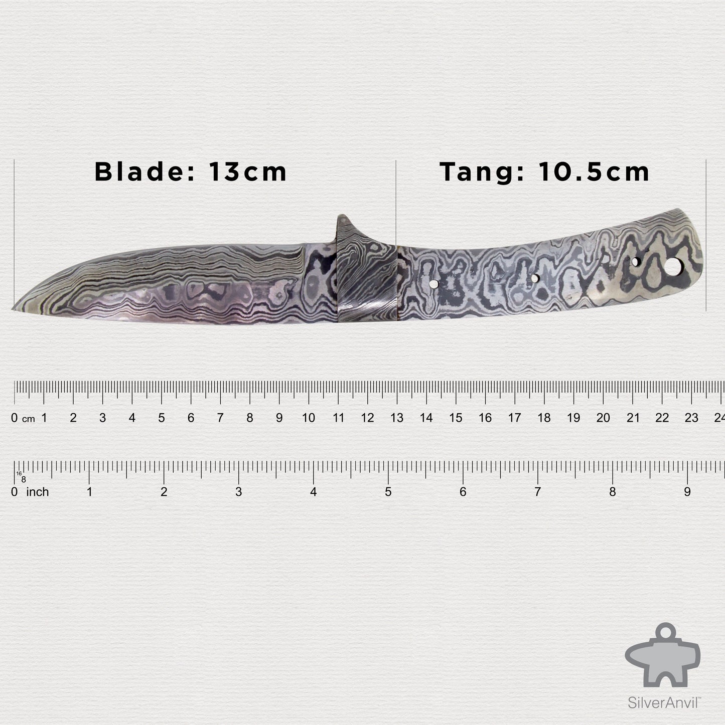 Damascus Drop Point Full Tang Knife Blank (23.5cm)