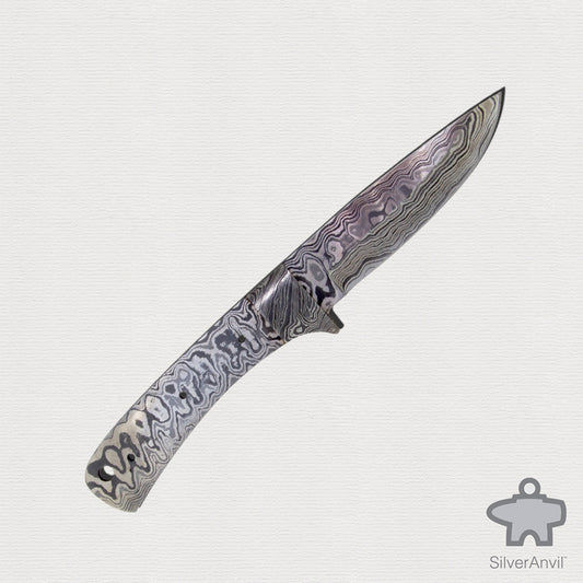 Damascus Drop Point Full Tang Knife Blank (23.5cm)