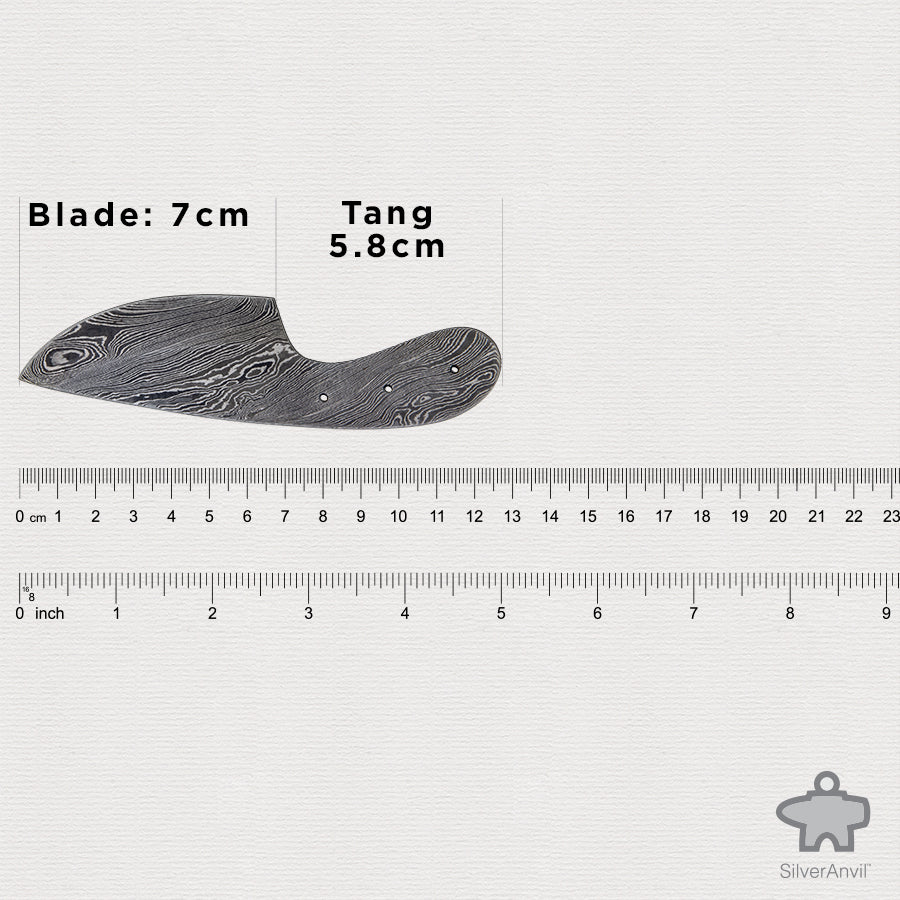 Damascus Drop Point Full Tang Knife Blank (13cm)