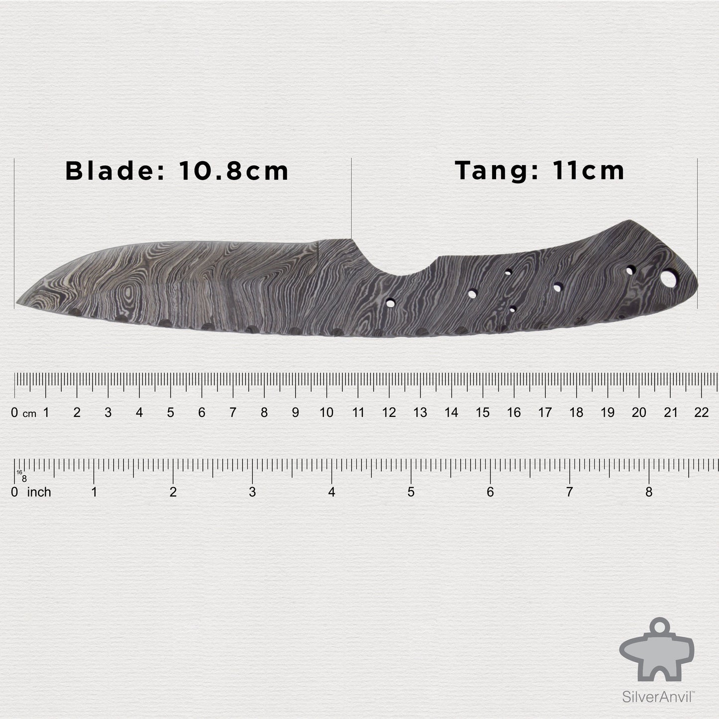 Damascus Drop Point Full Tang Knife Blank (22cm)