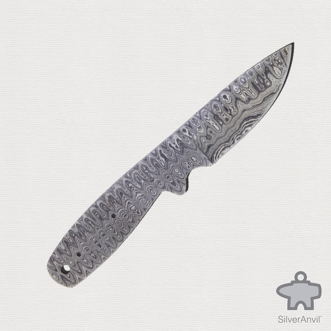 Damascus Drop Point Full Tang Knife Blank (23.5cm)