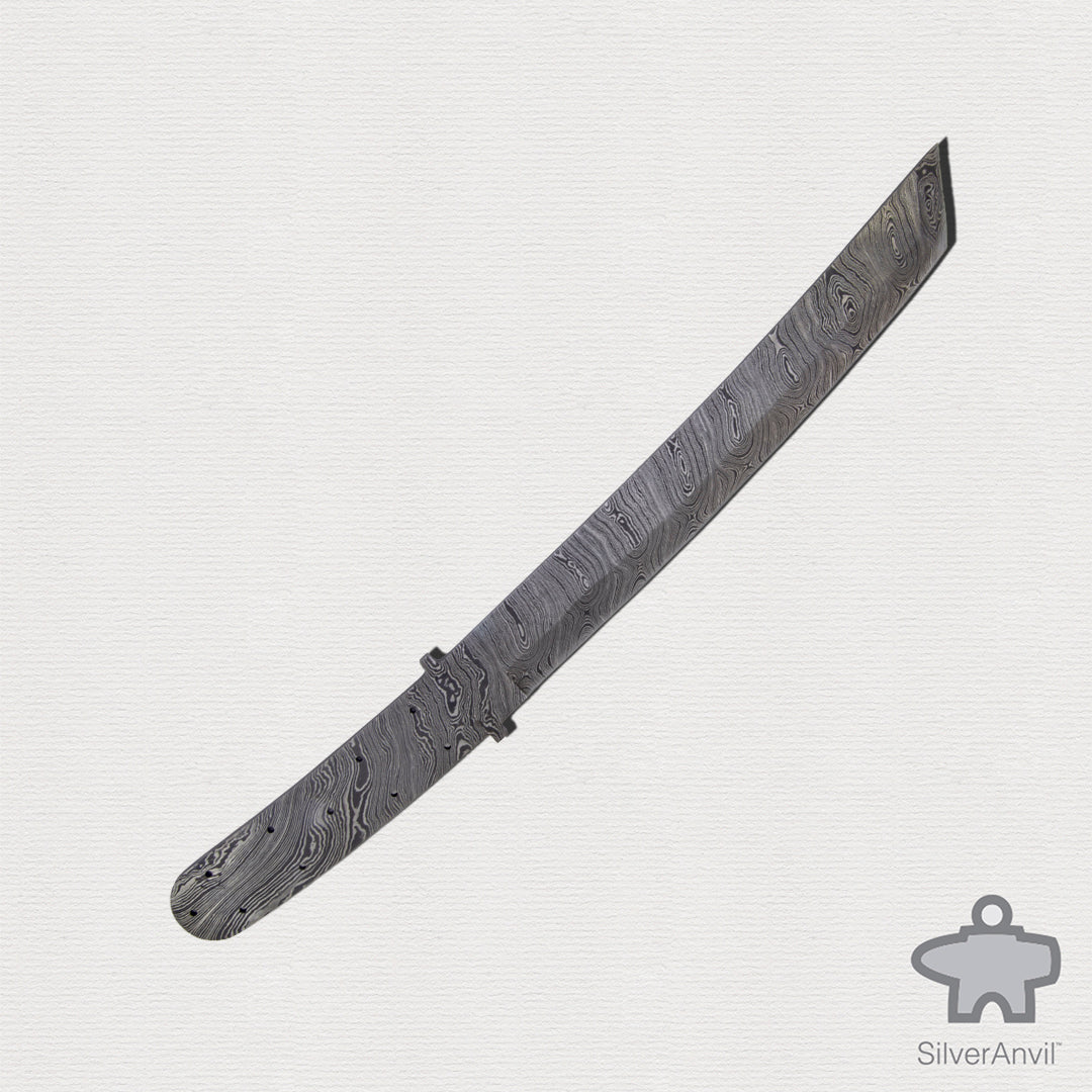 Damascus Tanto Point Full Tang Knife Blank (38cm)