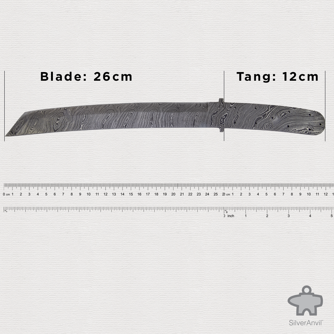 Damascus Tanto Point Full Tang Knife Blank (38cm)