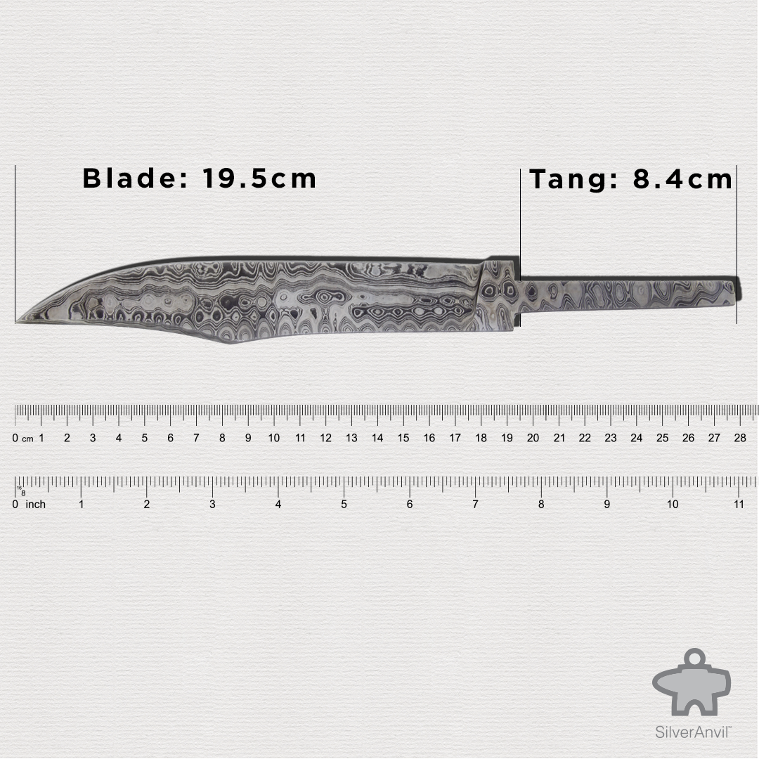 Damascus Clip Point Partial Tang Knife Blank (28cm)