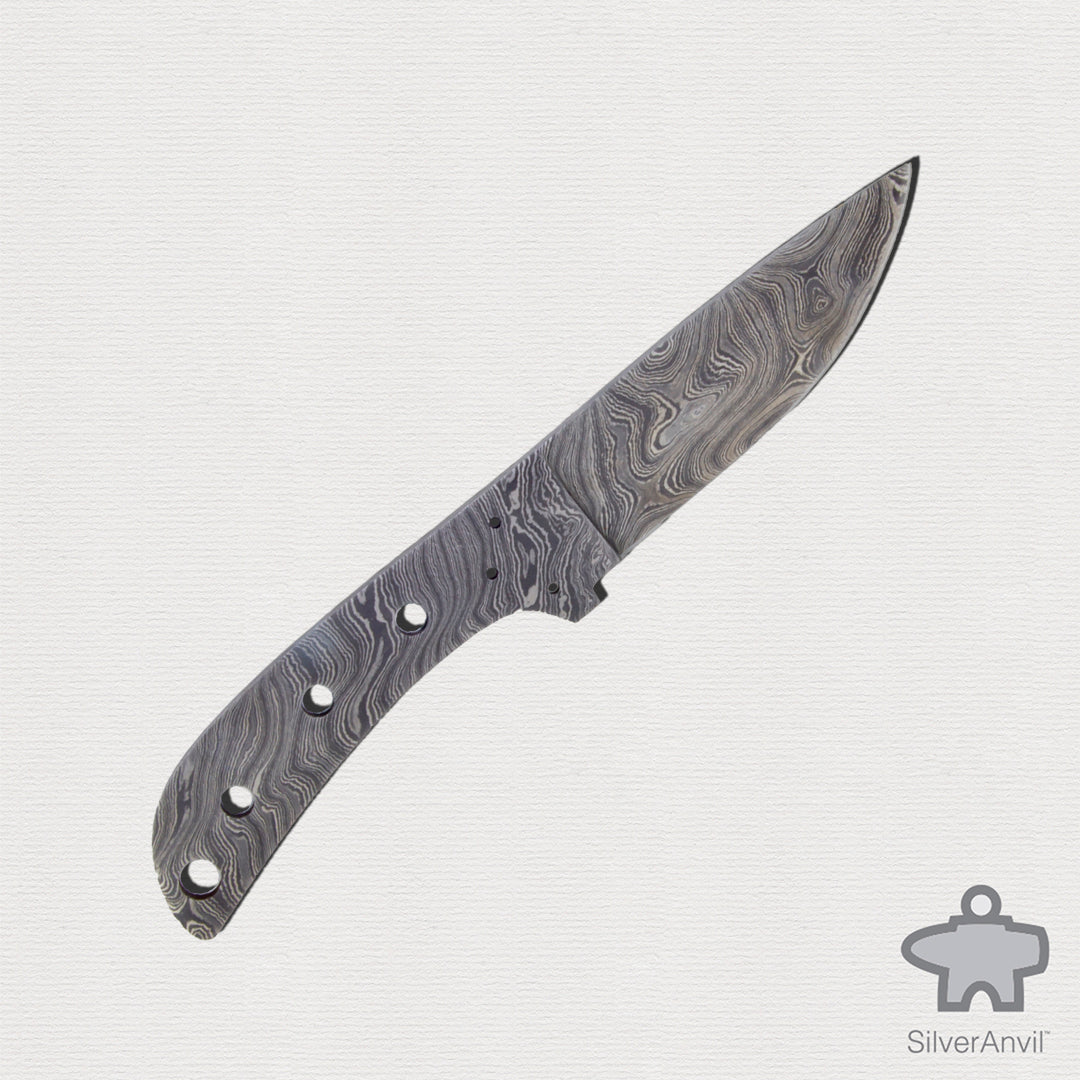 Damascus Drop Point Full Tang Knife Blank (20cm)