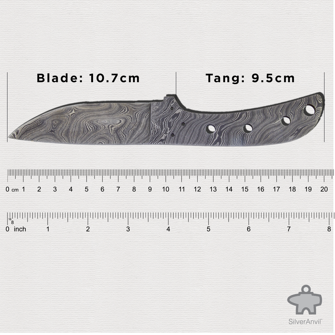 Damascus Drop Point Full Tang Knife Blank (20cm)