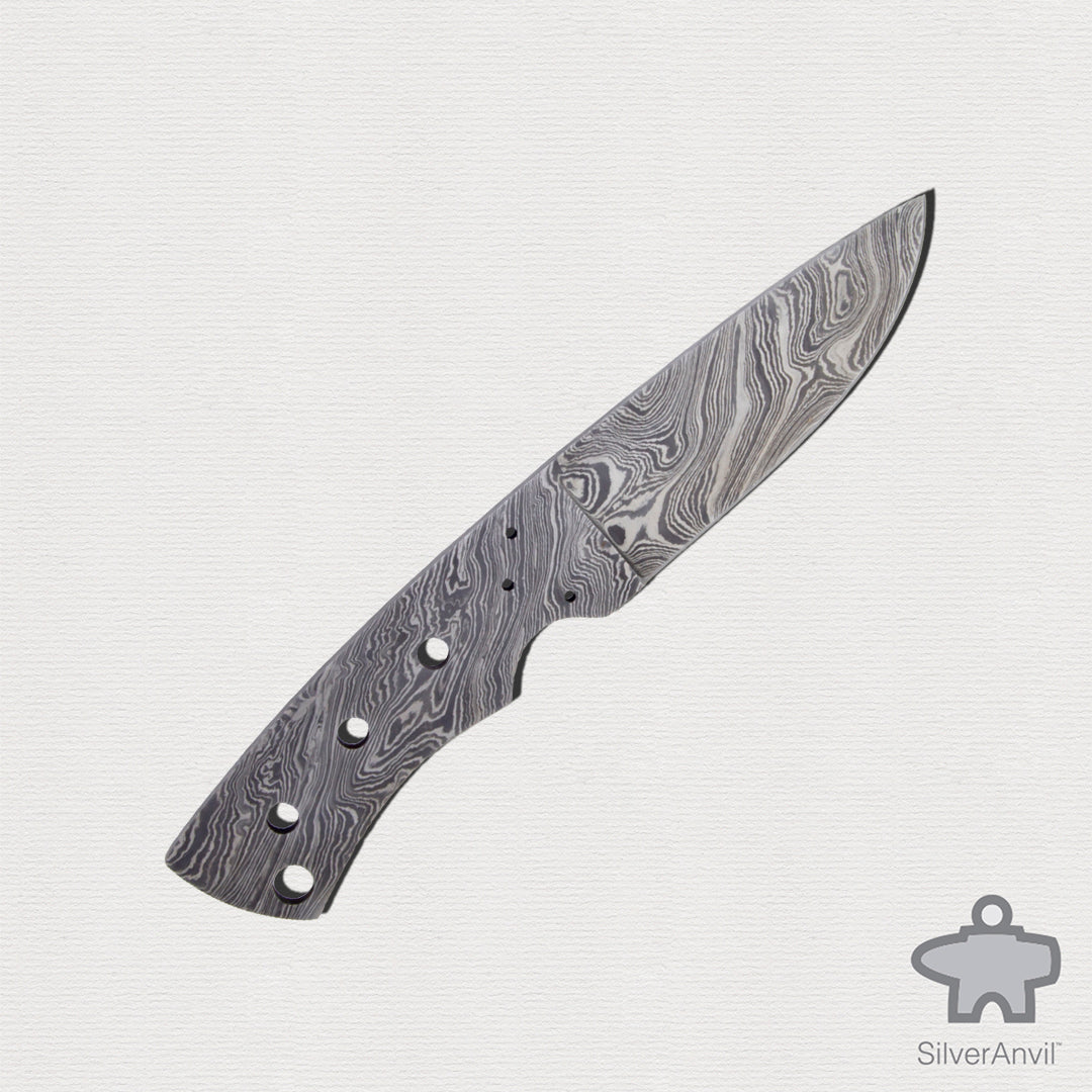 Damascus Drop Point Full Tang Knife Blank (20cm)