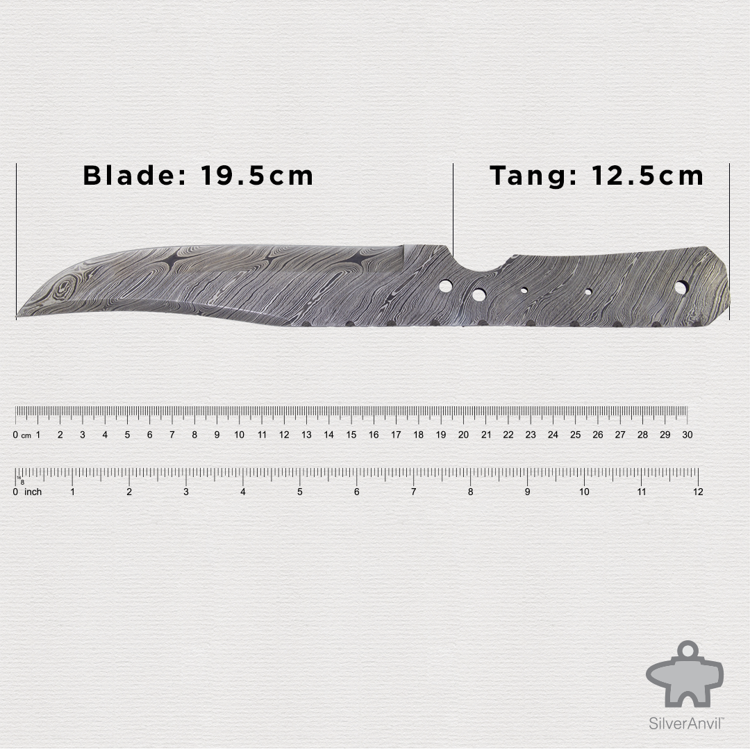 Damascus Clip Point Full Tang Knife Blank (32cm)