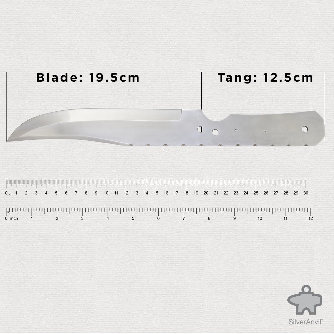 Clip Point Full Tang Knife Blank (32cm) – Silver Anvil Rock and Gem