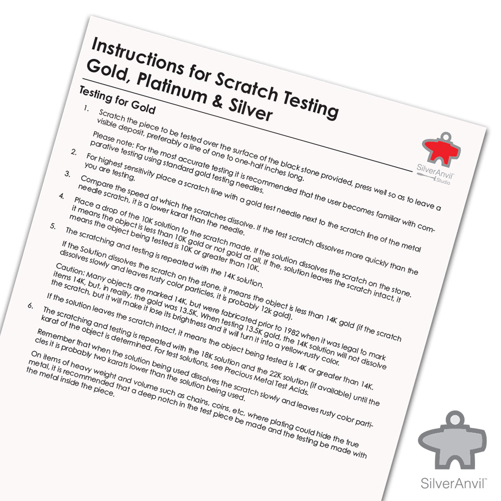 Instructions for Scratch Testing Gold, Platinum and Silver
