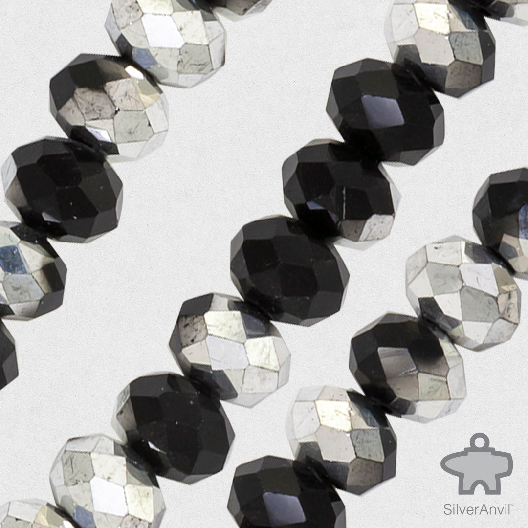 Black and Silver Mirrored Swarovski Crystal Beads - 8mm