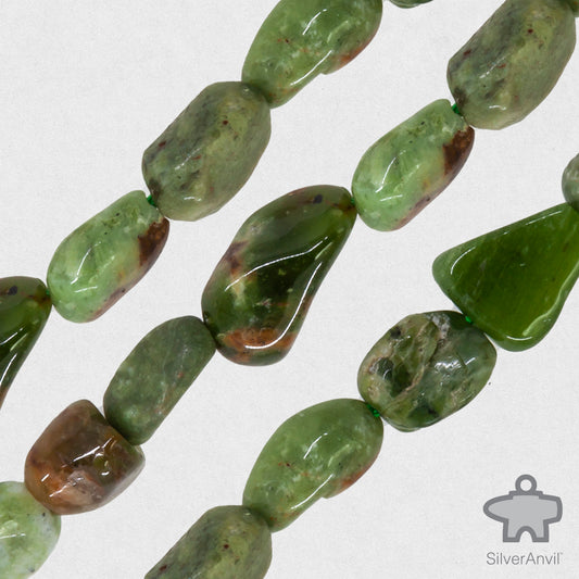 Green Freeform Nephrite  Beads - 7mm