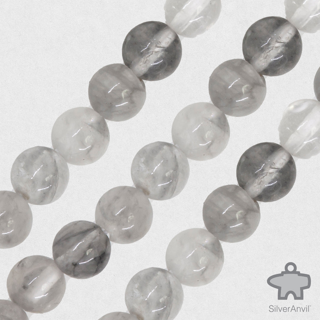 Grey Shadow Quartz Beads - 6mm